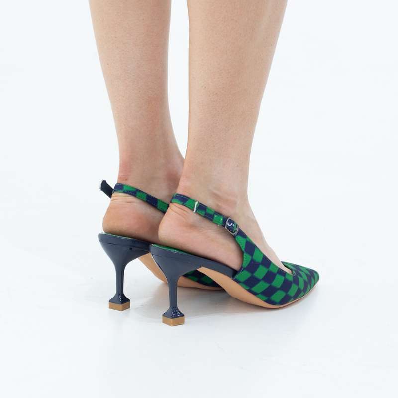 Kalina 7.5cm heel argyle open waist sling back green