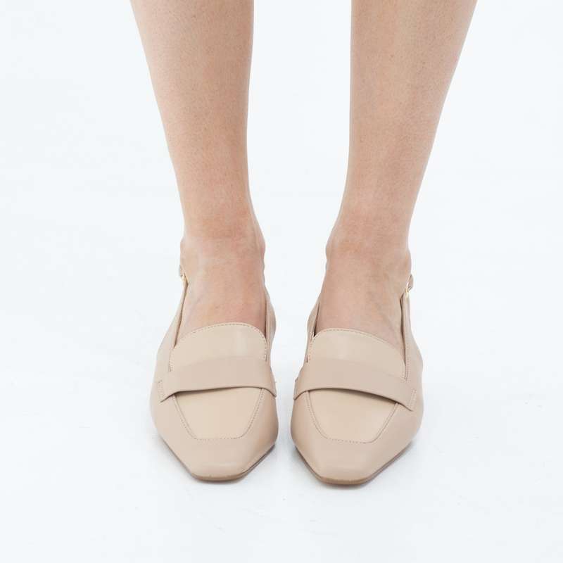 Matilda moc PU sling back on a 6cm heel nude