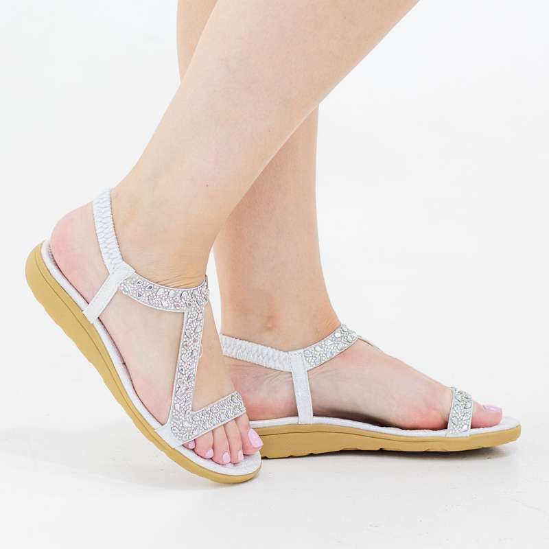 Rabia one studded band sandal on flat unit silver