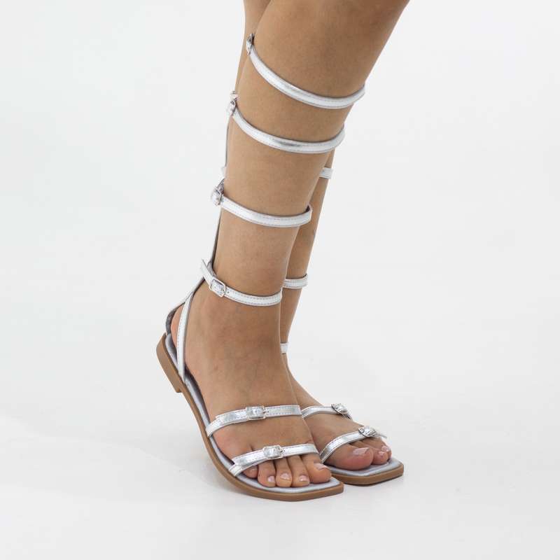 Lira big size metallic gladiator strappy sandals
