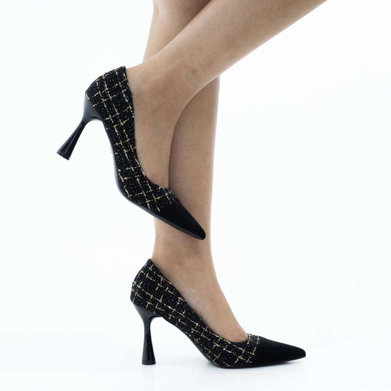Rilla knitted jersey court on a 9cm heel black