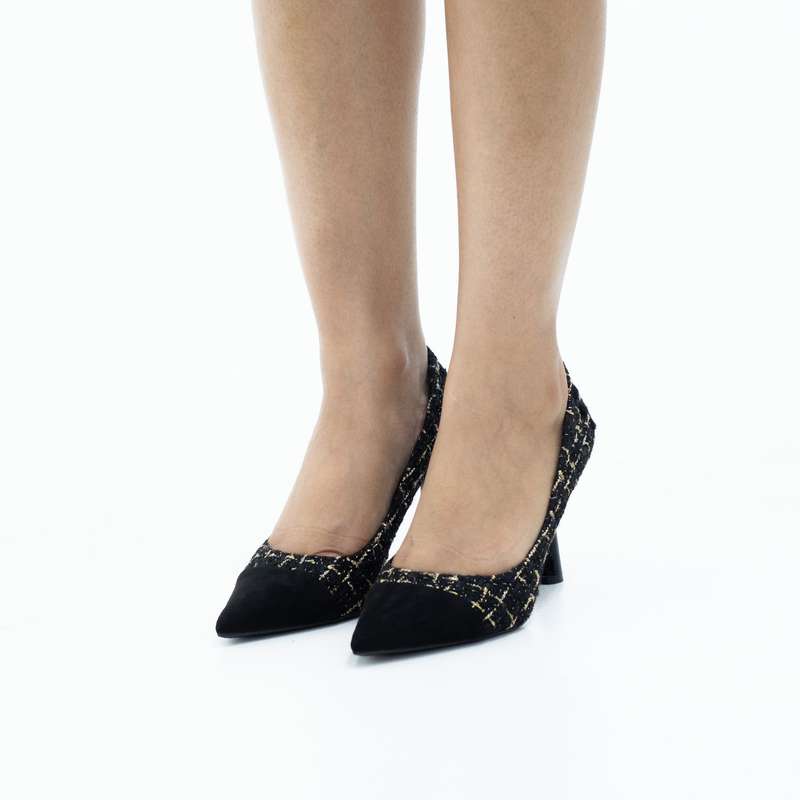 Rilla knitted jersey court on a 9cm heel black