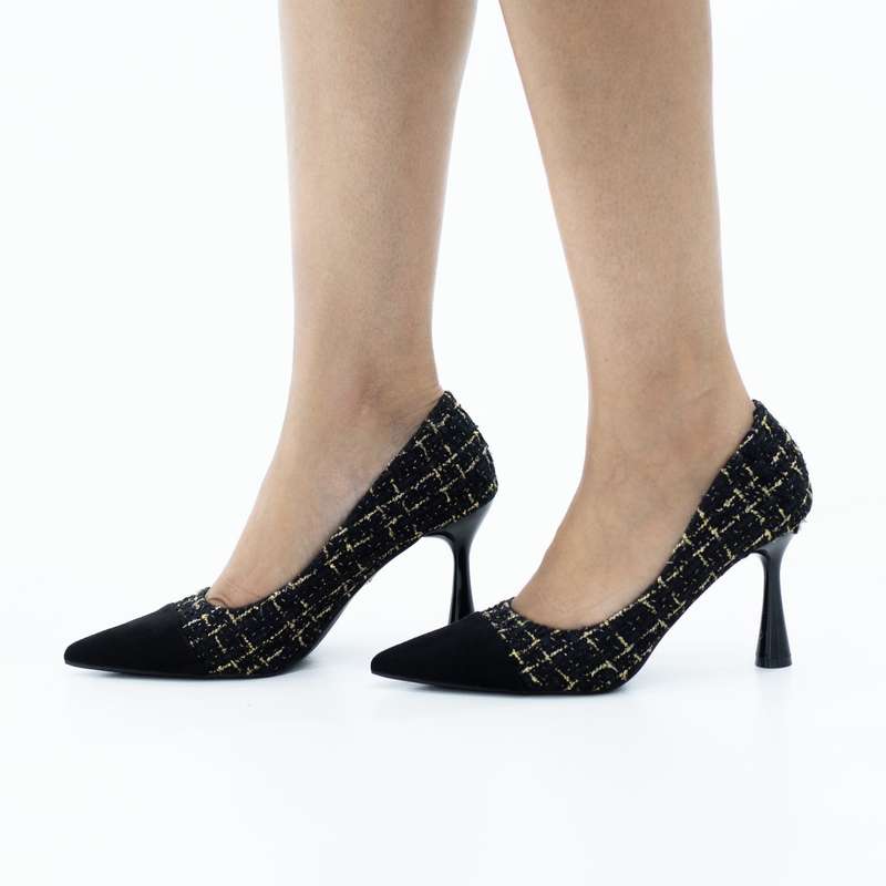 Rilla knitted jersey court on a 9cm heel black