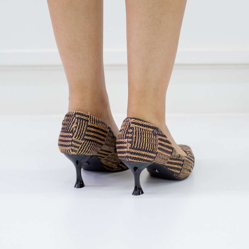 Merge 6.5cm heel knitted pointy multicolored court black