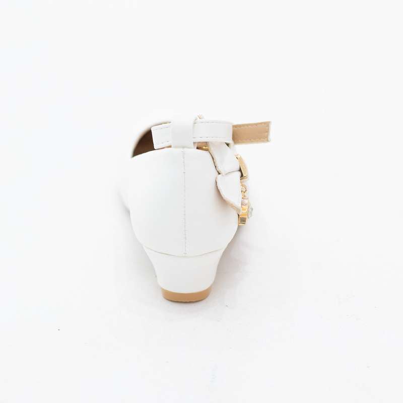 Ulva girls ankle strap dress pump with a side back bow detailed