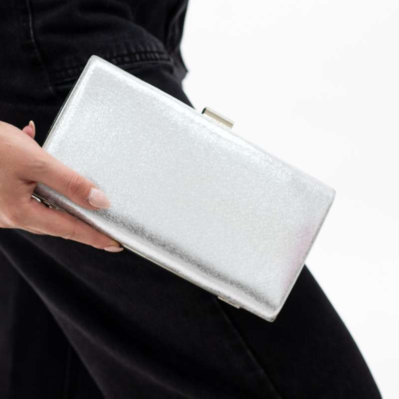 Willa plain evening clutch bag silver