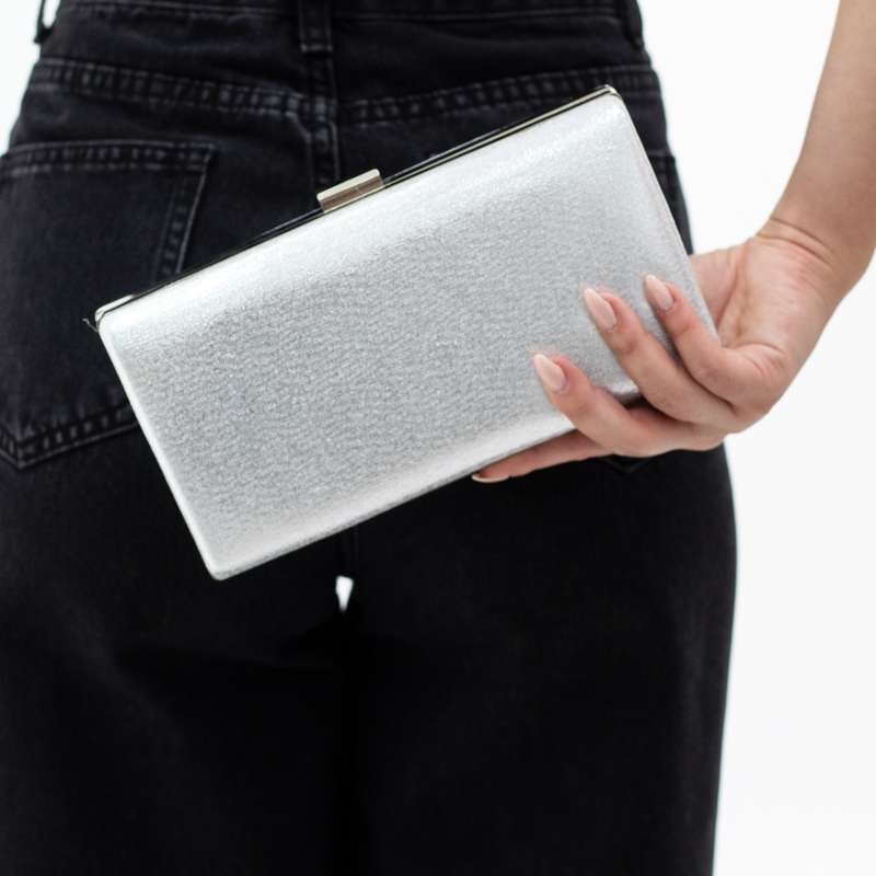 Willa plain evening clutch bag silver