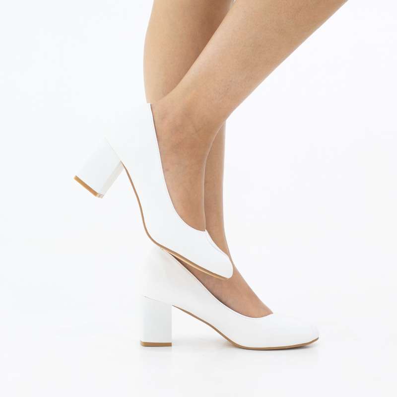 Marika comfy 6.5cm block heel round toe embroided court shoe