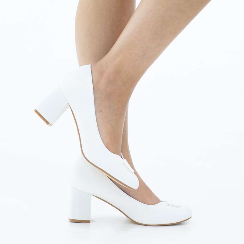 Serbia comfy 6.5cm block heel court with a mat trim shoe