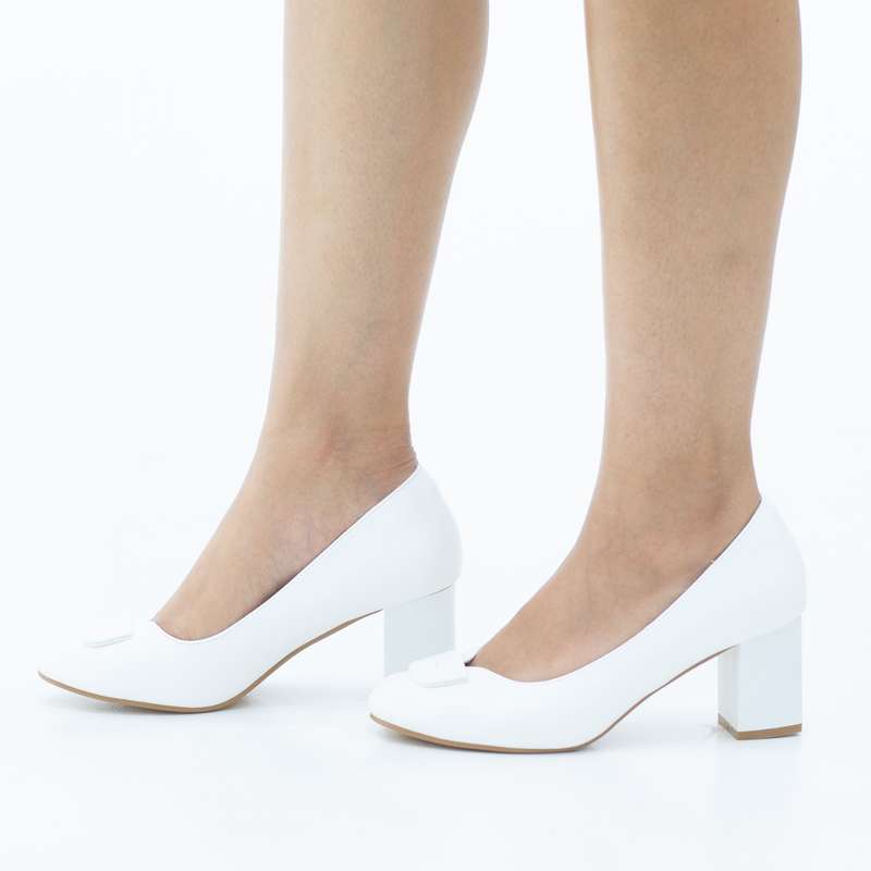 Serbia comfy 6.5cm block heel court with a mat trim shoe