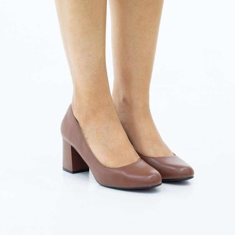 Bruna round toe comfy 6.5cm block heel court  shoe