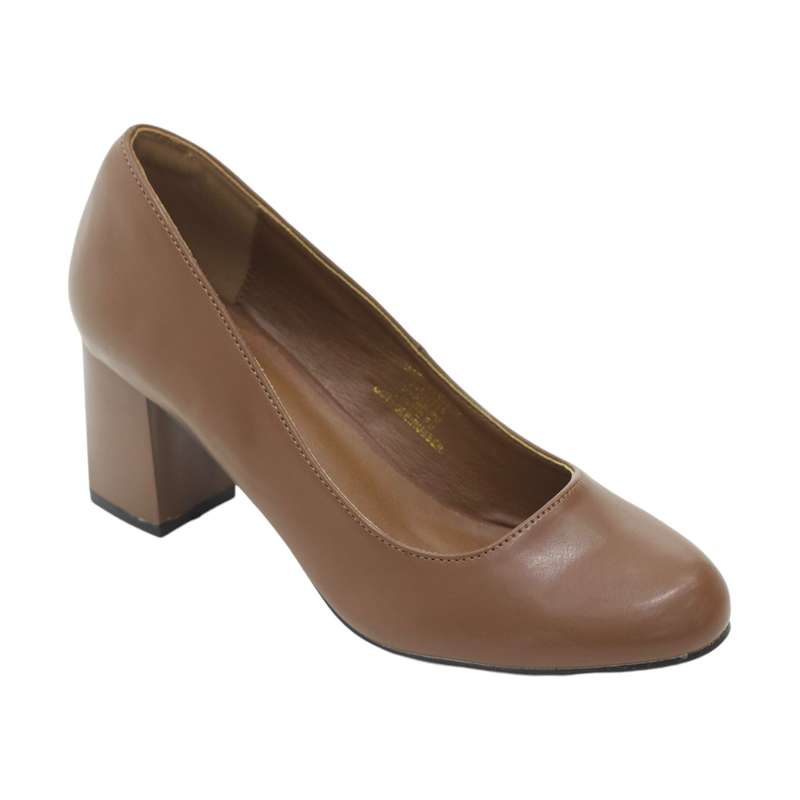 Bruna round toe comfy 6.5cm block heel court  shoe