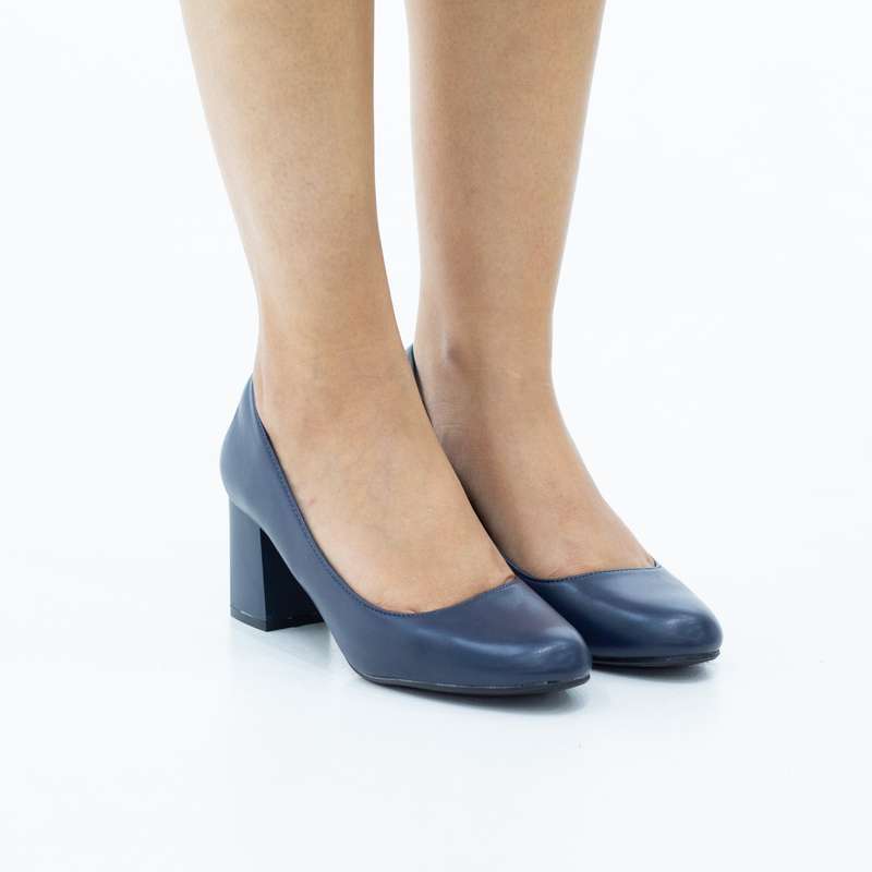 Bruna round toe comfy 6.5cm block heel court  shoe