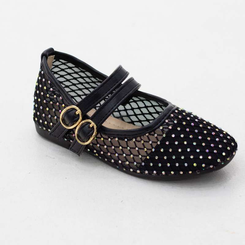 Saga infant girls dress mesh diamante detailed pump