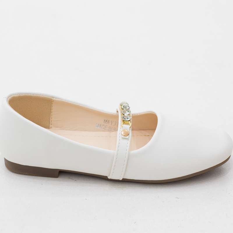 Mayju  girls patent pump with gold detailed belt