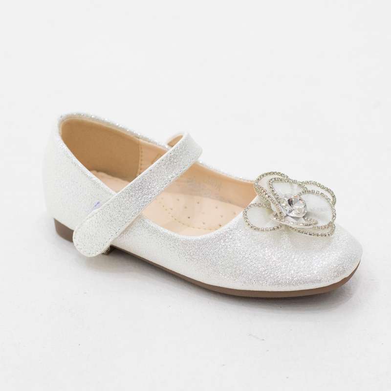 Moa baby girls shimmer flower detailed dress pump