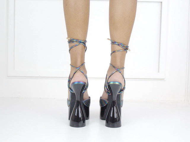 Donna platform Funky one band sandal 15.5cm heel multi black
