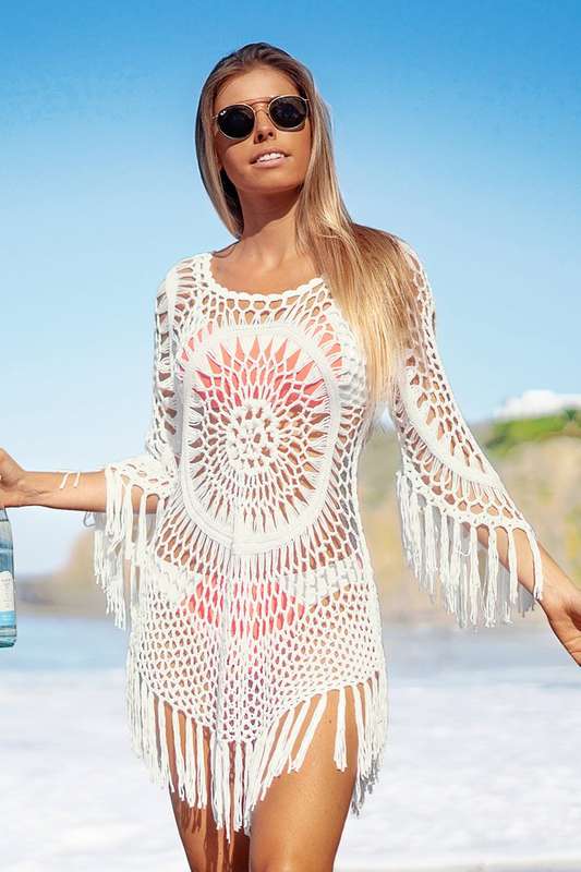 White Crochet Bikini Cover Up