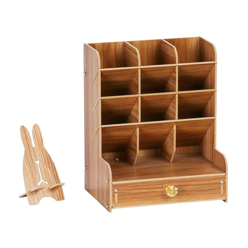 Wooden Desk Organizer 13 Compartment (OPENED BOX)