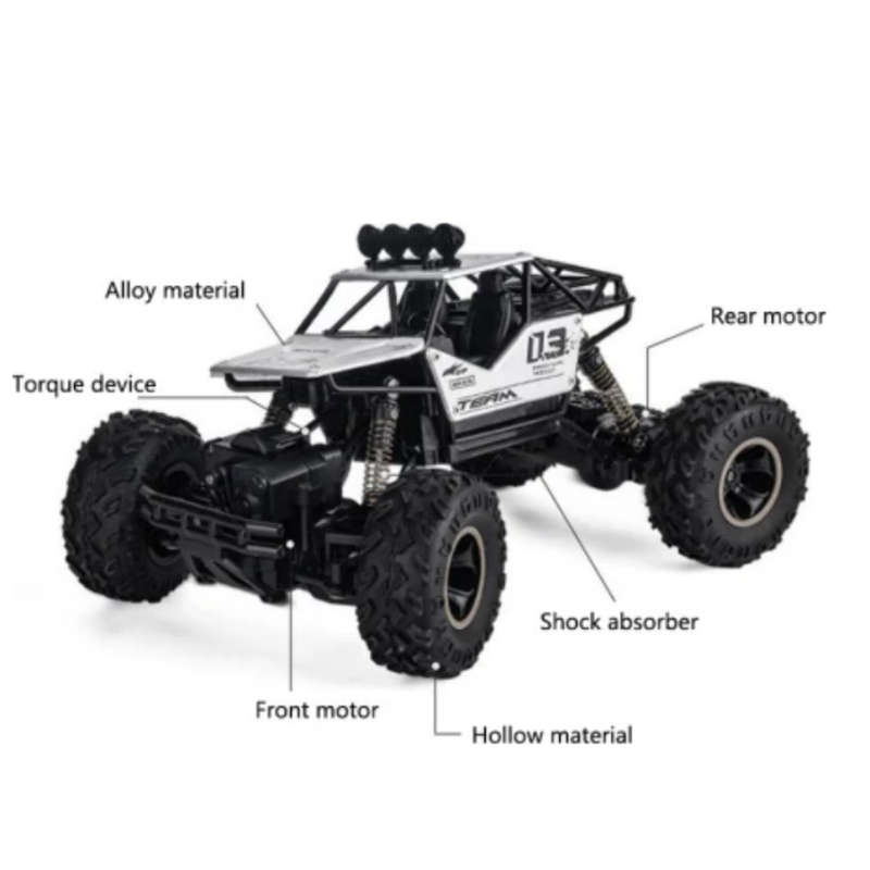Rock Crawler - 4WD Double Motor Off-Road Remote Control Car  - Silver