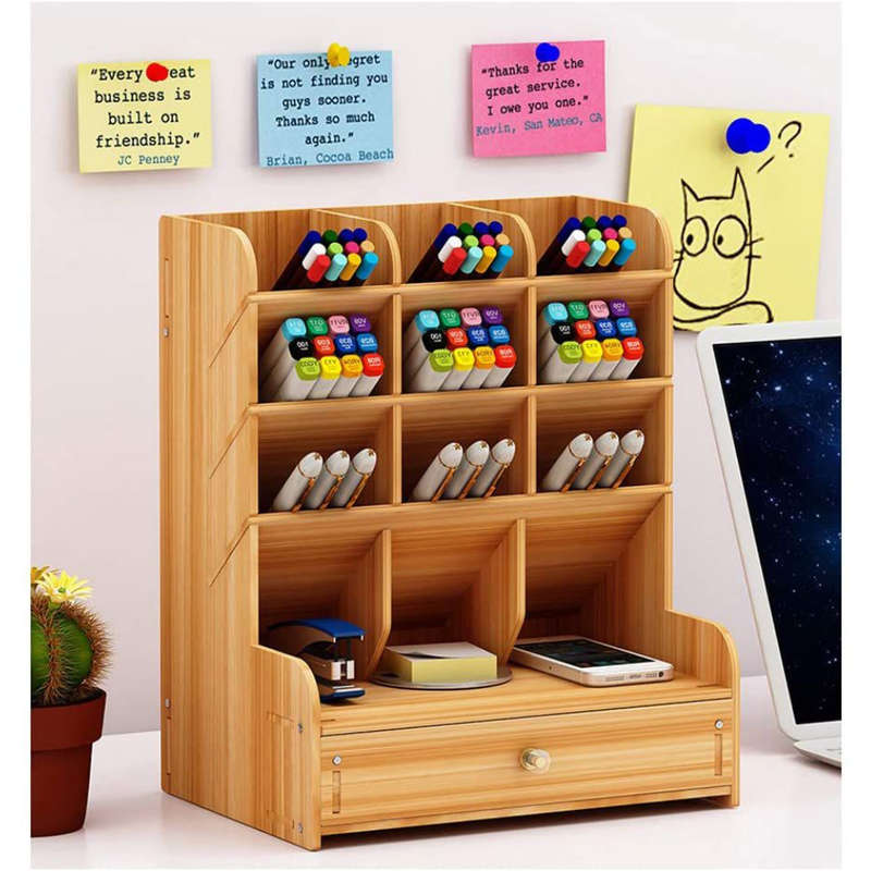 Wooden Desk Organizer 13 Compartment (OPENED BOX)