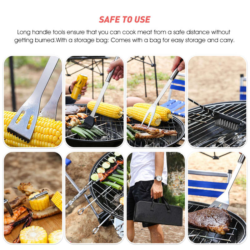 20 Piece Braai Utensil Set Stainless Steel Grill Accessories BBQ Tool