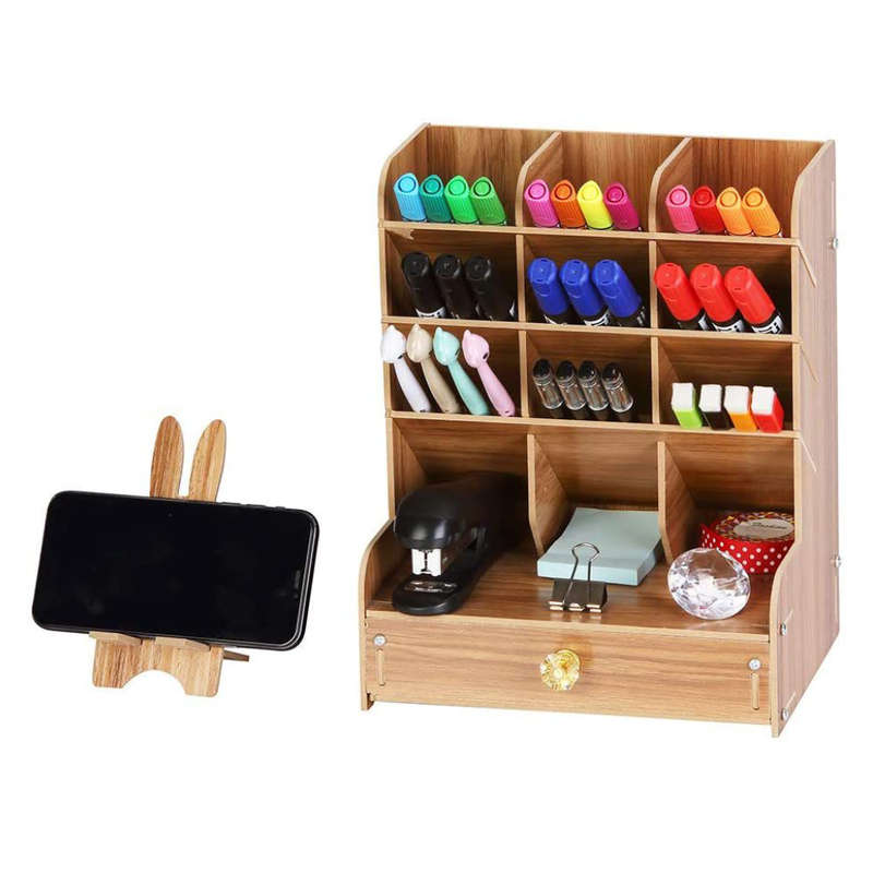 Wooden Desk Organizer 13 Compartment (OPENED BOX)