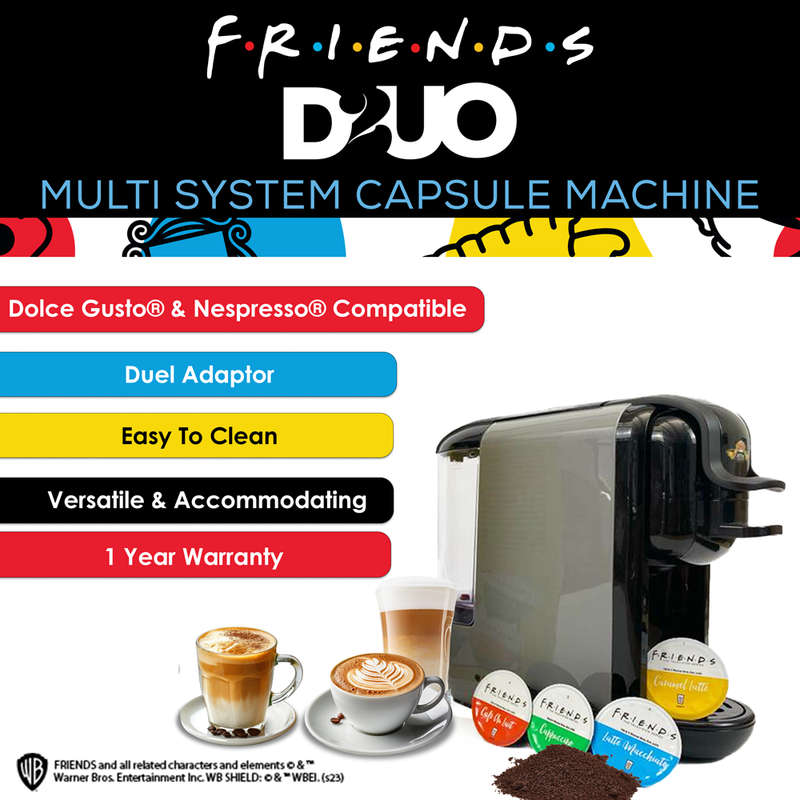 Caffeluxe F.R.I.E.N.D.S DUO Machine | Nespresso & Dolce Gusto Compatible | Central Perk