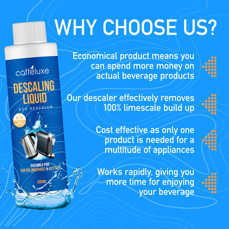 Caffeluxe Kettle & Coffee Machine Descaling Liquid | Eco Descaler 200ml
