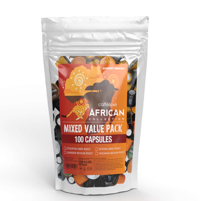 Caffeluxe African Mixed Variety | 100 Coffee Capsules | Nespresso® Compatible