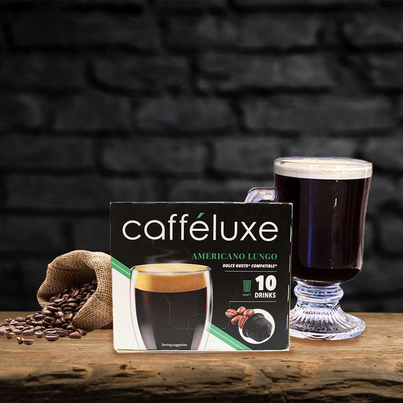 Caffeluxe Americano Lungo | 10 Coffee Capsules |  Single Serve | Dolce Gusto Compatible