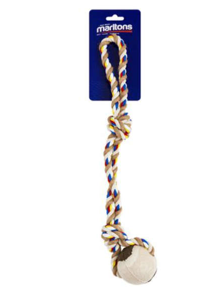 Marltons Double Rope Toy 43Cm  Knots & Tennis Ball
