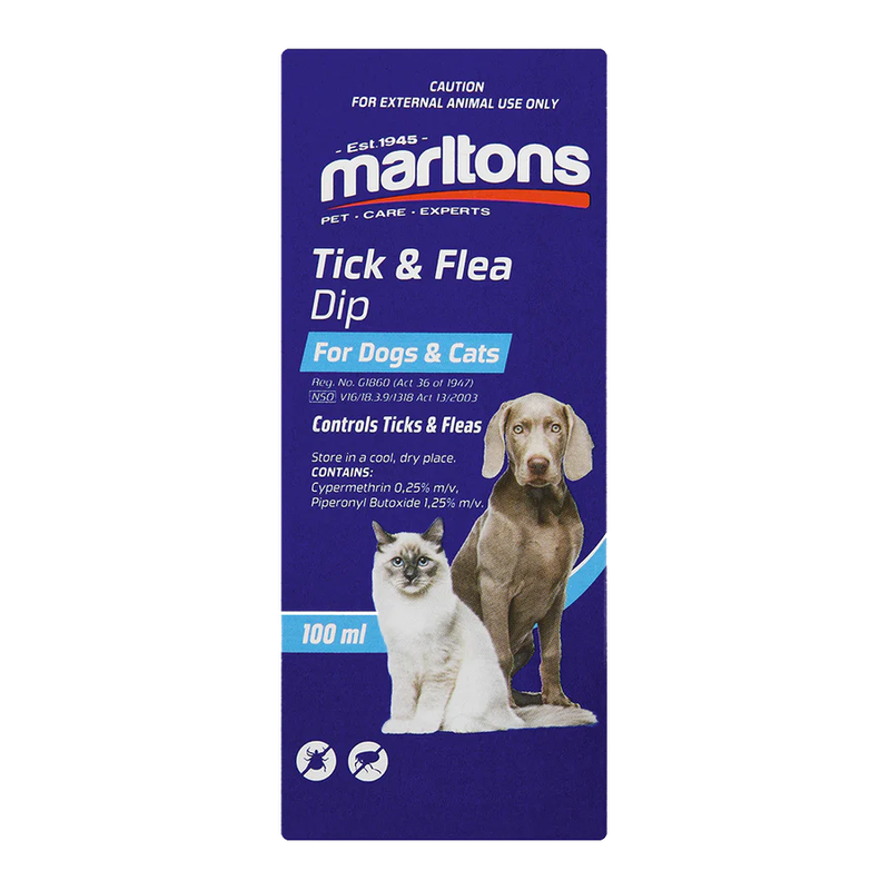 Marltons Tick & Flea Dip For Dogs & Cats 100ml x 6