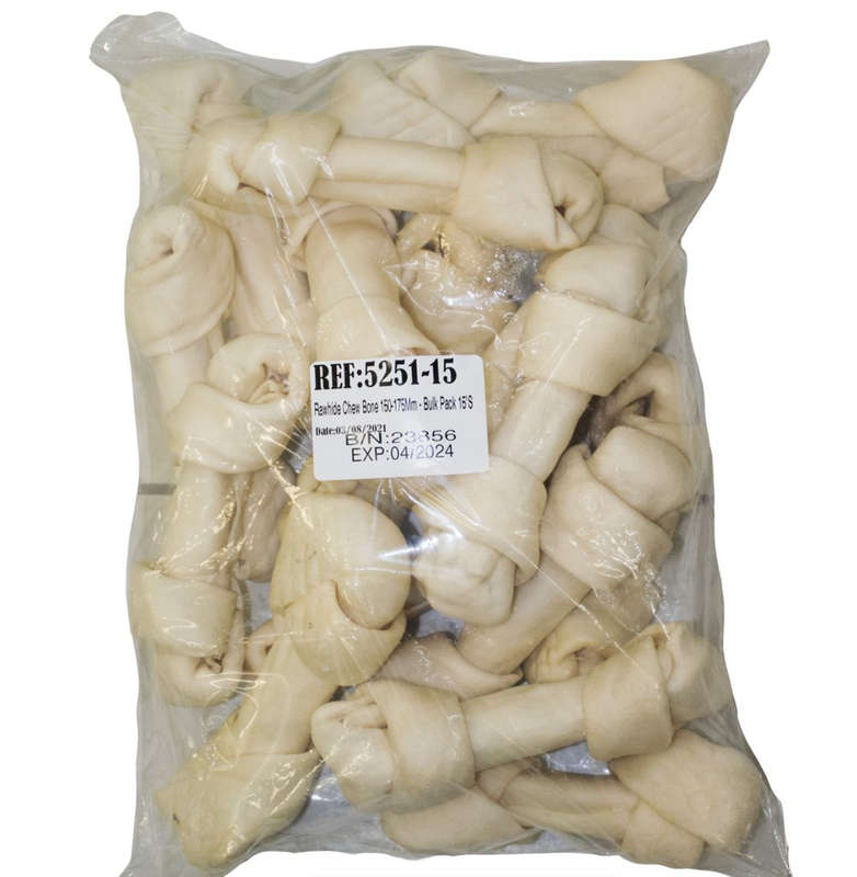 Rawhide Chew Bone 150 - 175mm Bulk Pack 15's