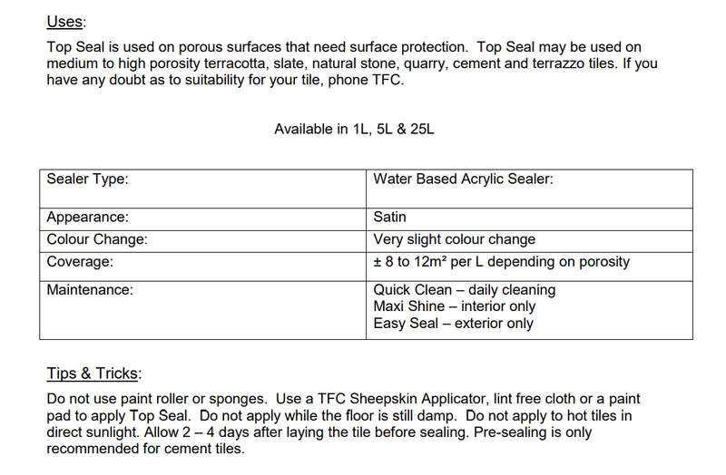 TFC Top Seal (Prices From))