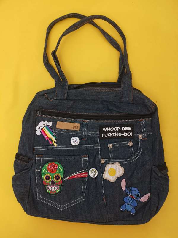 Recycled Denim Handbag with patches
