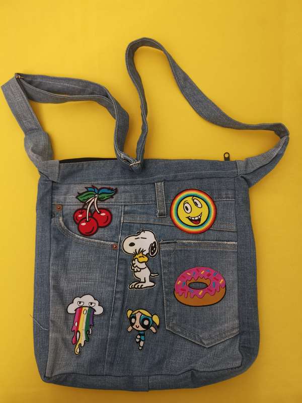 Recycled Denim Slingbag with patches