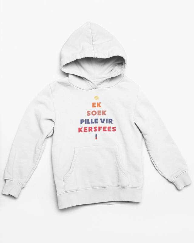 Pille vir Kersfees White Hoodie