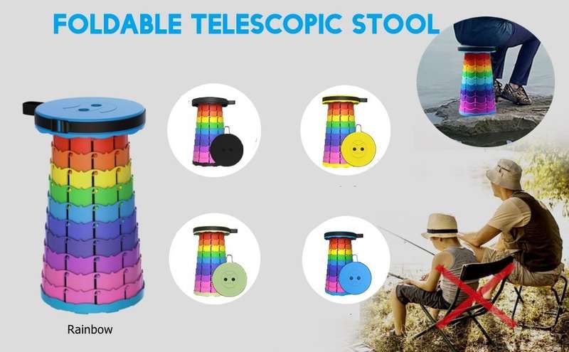 Portable Rainbow Folding Stool (Blue)