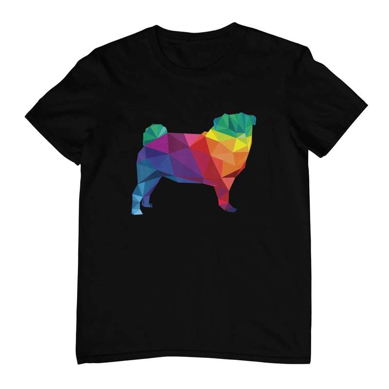 Rainbow Pug Black T-Shirt