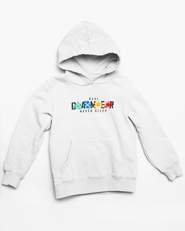 Real Gamer Never Sleep White Hoodie