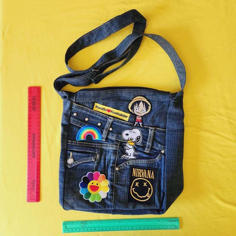 Recycled Denim Bag with patches