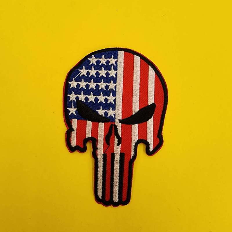 USA Skull Iron on Patch
