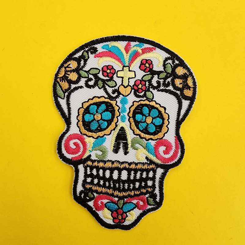 White Skull Iron on Patch