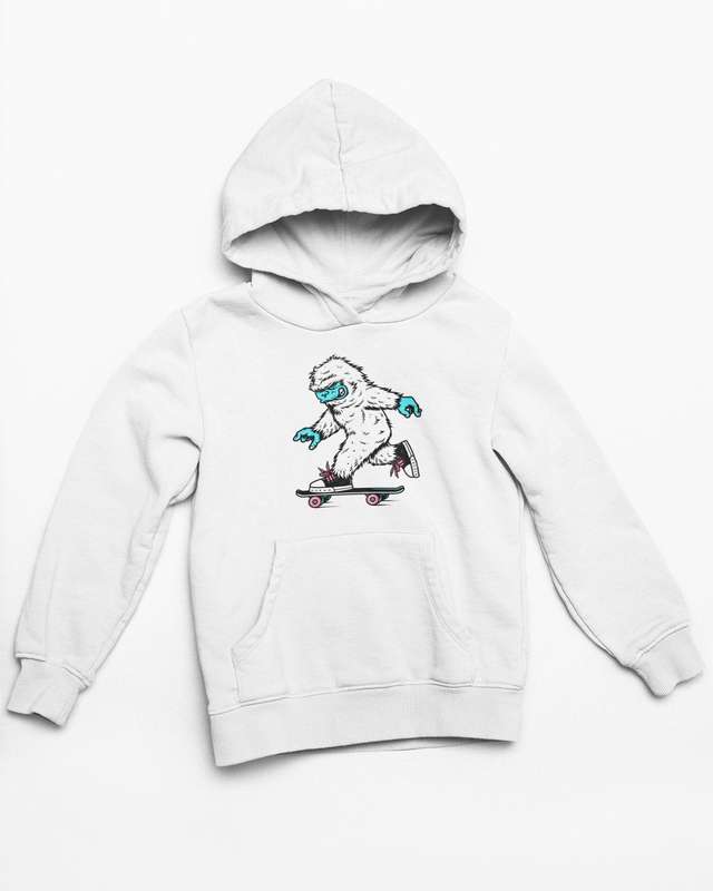Yeti Skateboard White Hoodie
