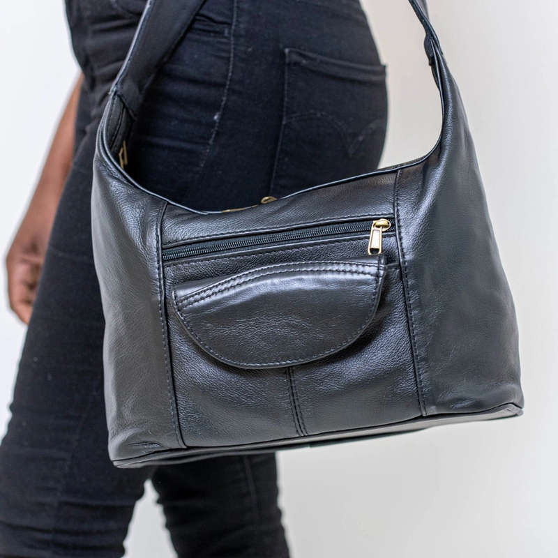 Gb7 leather bags with flap - black