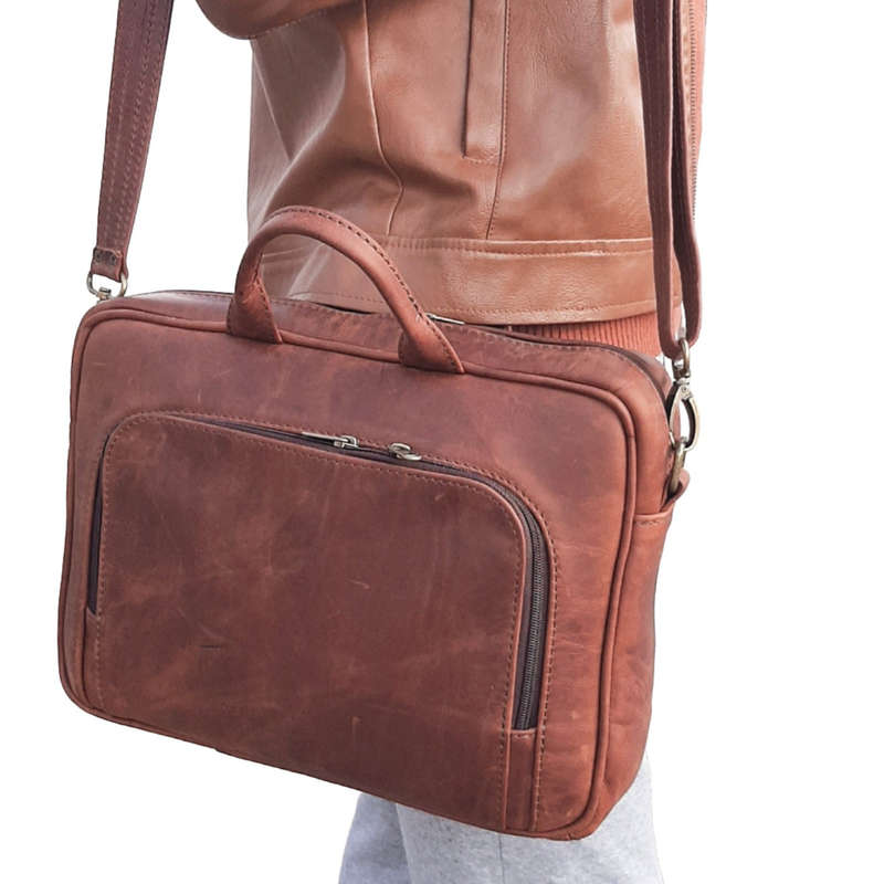 iconic 14" laptop briefcase - Diesel Pitstop ciger (tobacco)