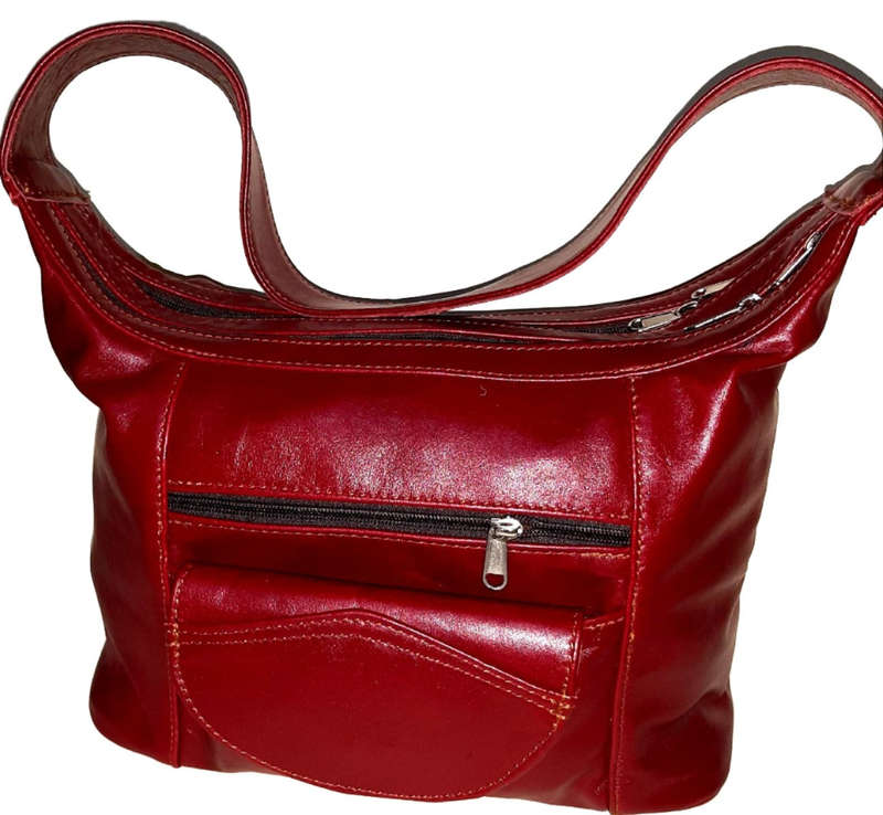 Gb7 leather bags with flap - dark red/cherry red