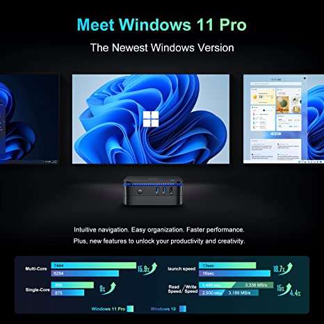 Blackview MP60 Mini PC Windows 11 Pro (8GB RAM / 256GB Storage) - 16GB RAM / 512GB Storage