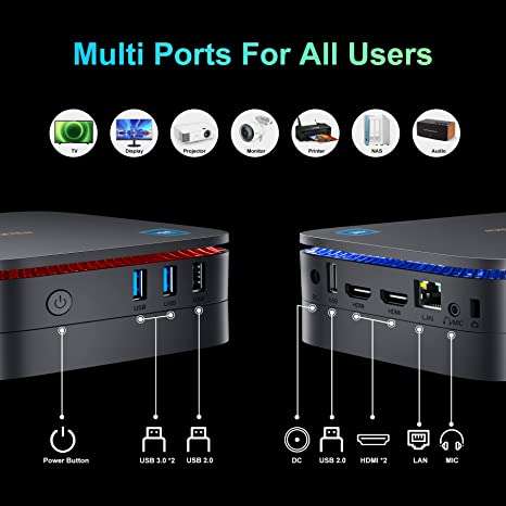 Blackview MP60 Mini PC Windows 11 Pro (8GB RAM / 256GB Storage) - 16GB RAM / 512GB Storage